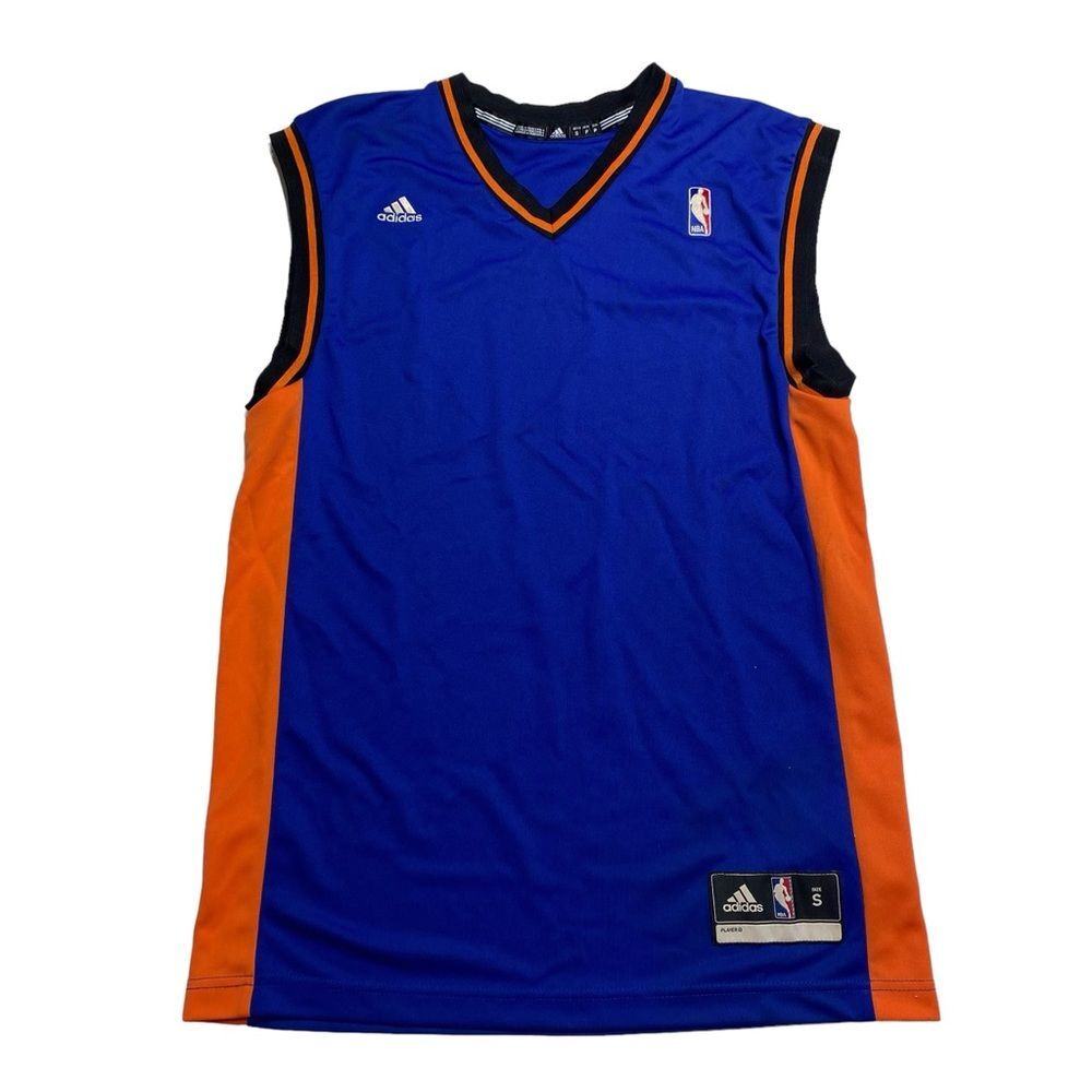 Adidas NBA Basketball Jersey Sleeveless V Neck Blue Orange Sz S